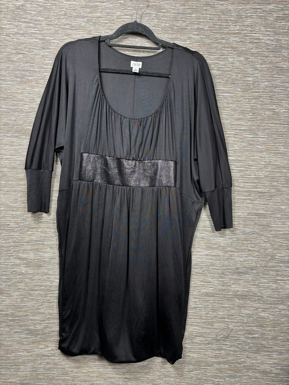 Cache Dress Womens M Black Dolman Sleeve Scoop Neck Jersey Shift Knee Length